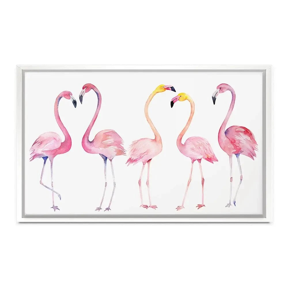 Row Of Flamingos Canvas Print Row Of Flamingos Canvas Print wall art product Naticka / Shutterstock