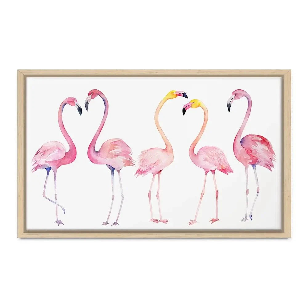 Row Of Flamingos Canvas Print Row Of Flamingos Canvas Print wall art product Naticka / Shutterstock