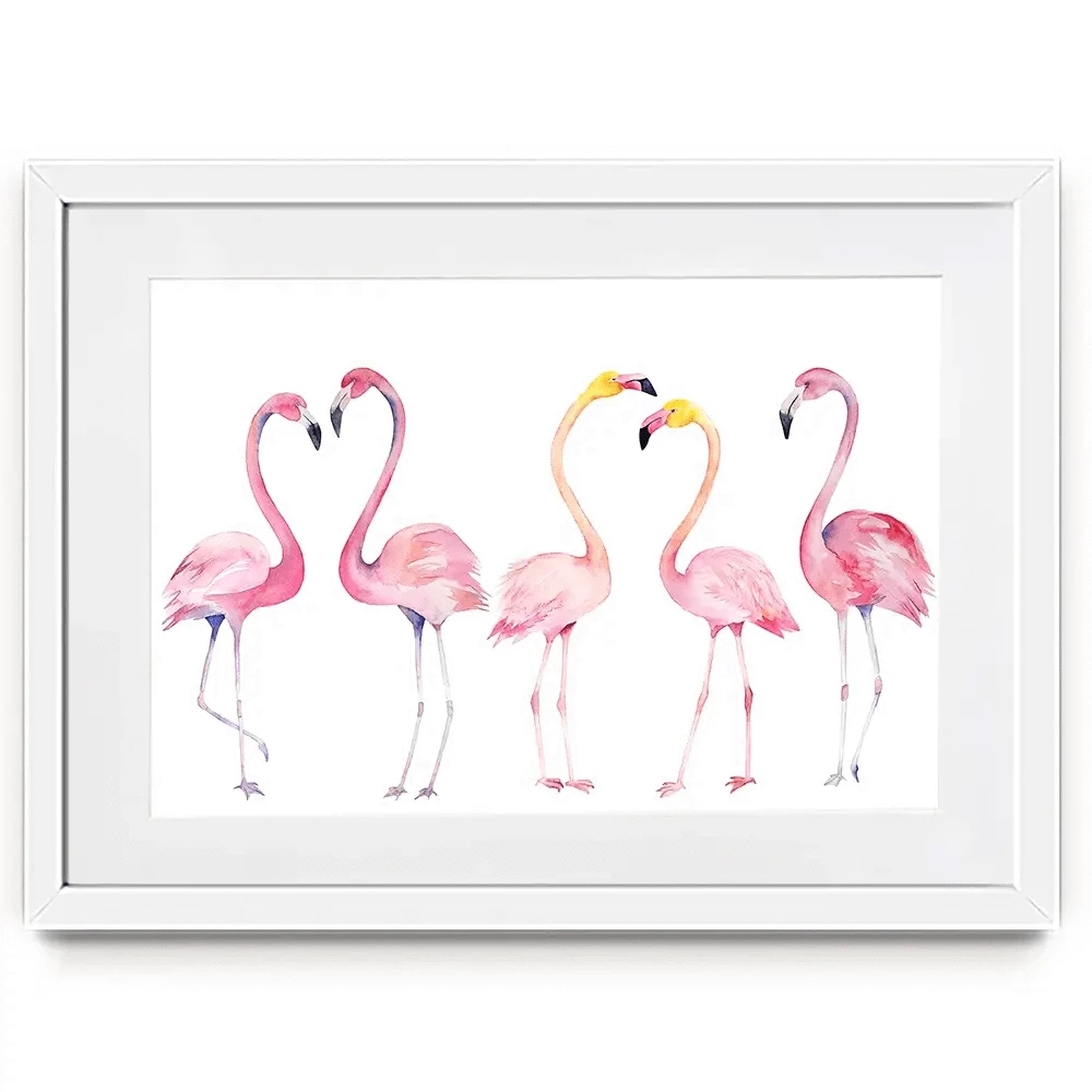 Row Of Flamingos Framed Art Print Row Of Flamingos Framed Art Print wall art product Naticka / Shutterstock