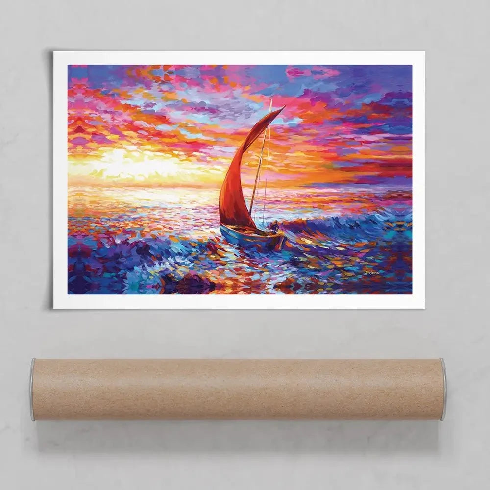 Sailboat Sunset Art Print Sailboat Sunset Art Print wall art product Leon Devenice