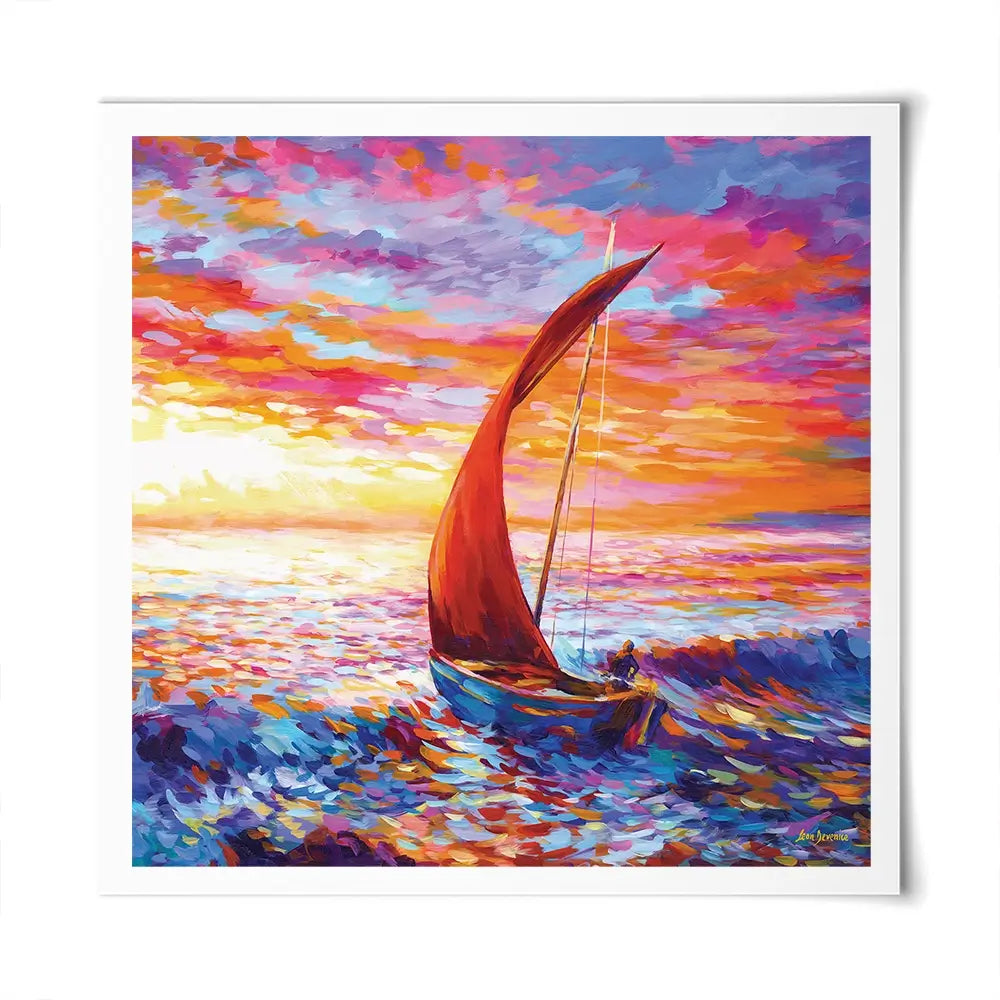 Sailboat Sunset Square Art Print Sailboat Sunset Square Art Print wall art product Leon Devenice