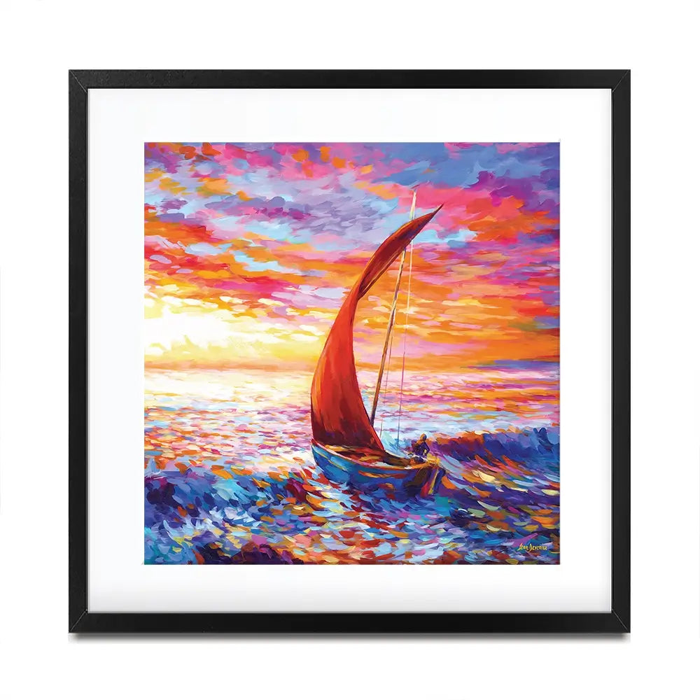Sailboat Sunset Square Framed Art Print Sailboat Sunset Square Framed Art Print wall art product Leon Devenice