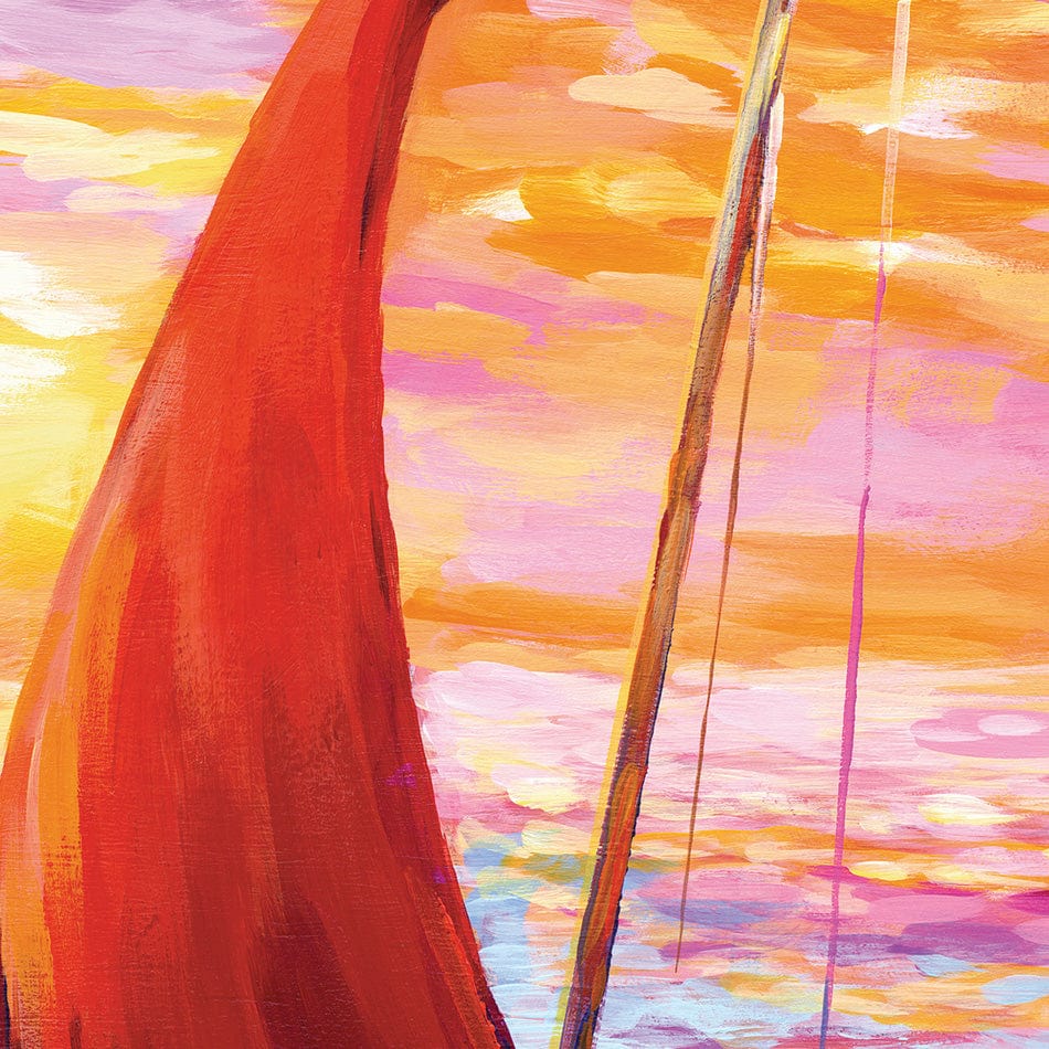 Sailboat Sunset Square Framed Art Print wall art product Leon Devenice