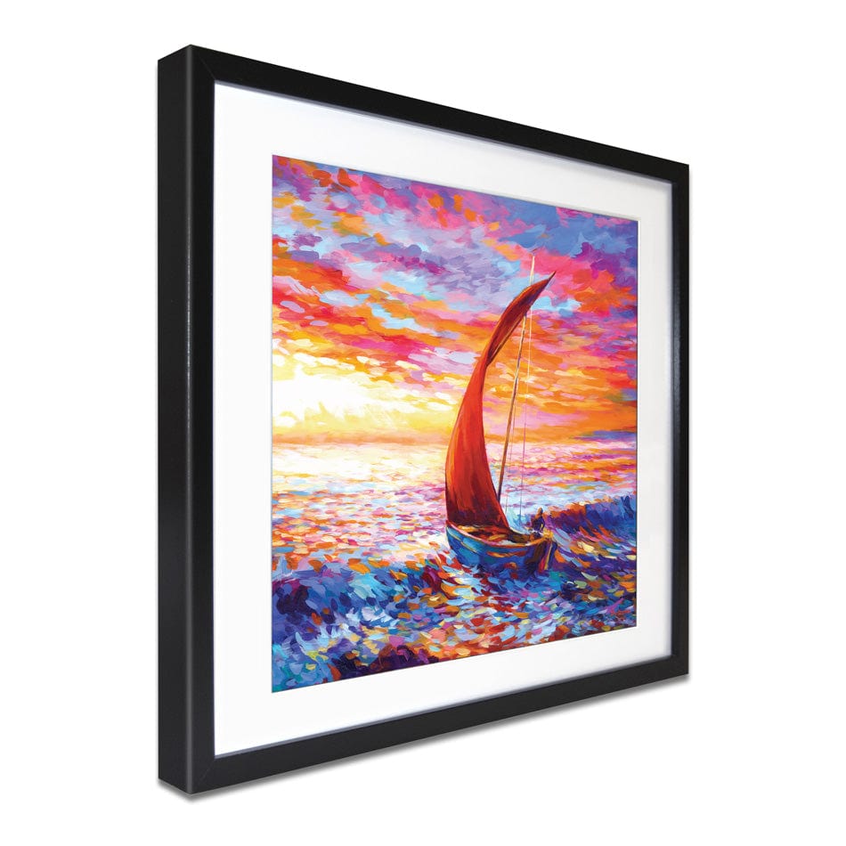Sailboat Sunset Square Framed Art Print wall art product Leon Devenice