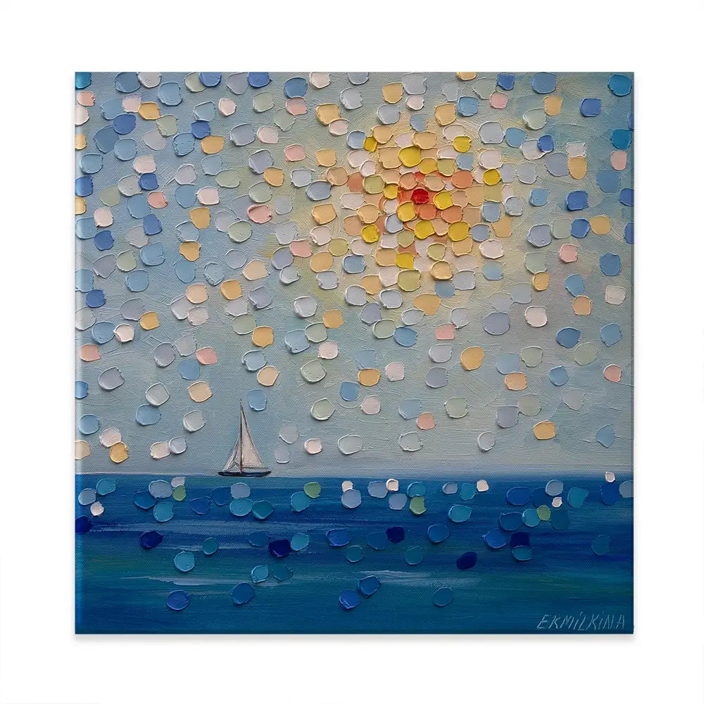 Sailing By The Sun Square Canvas Print Sailing By The Sun Square Canvas Print wall art product Ekaterina Ermilkina