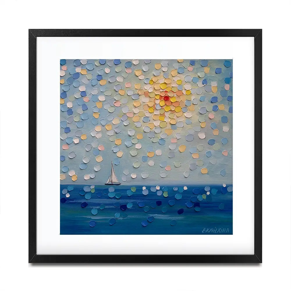 Sailing By The Sun Square Framed Art Print Sailing By The Sun Square Framed Art Print wall art product Ekaterina Ermilkina