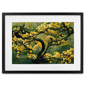 Sakura Tree In Yellow Framed Art Print Sakura Tree In Yellow Framed Art Print wall art product Treechild