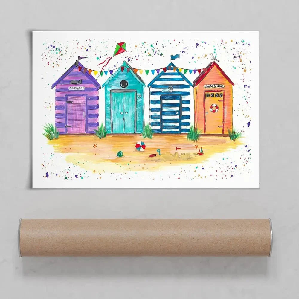 Sandy Shore Beach Huts Art Print Sandy Shore Beach Huts Art Print wall art product Emma LC Art