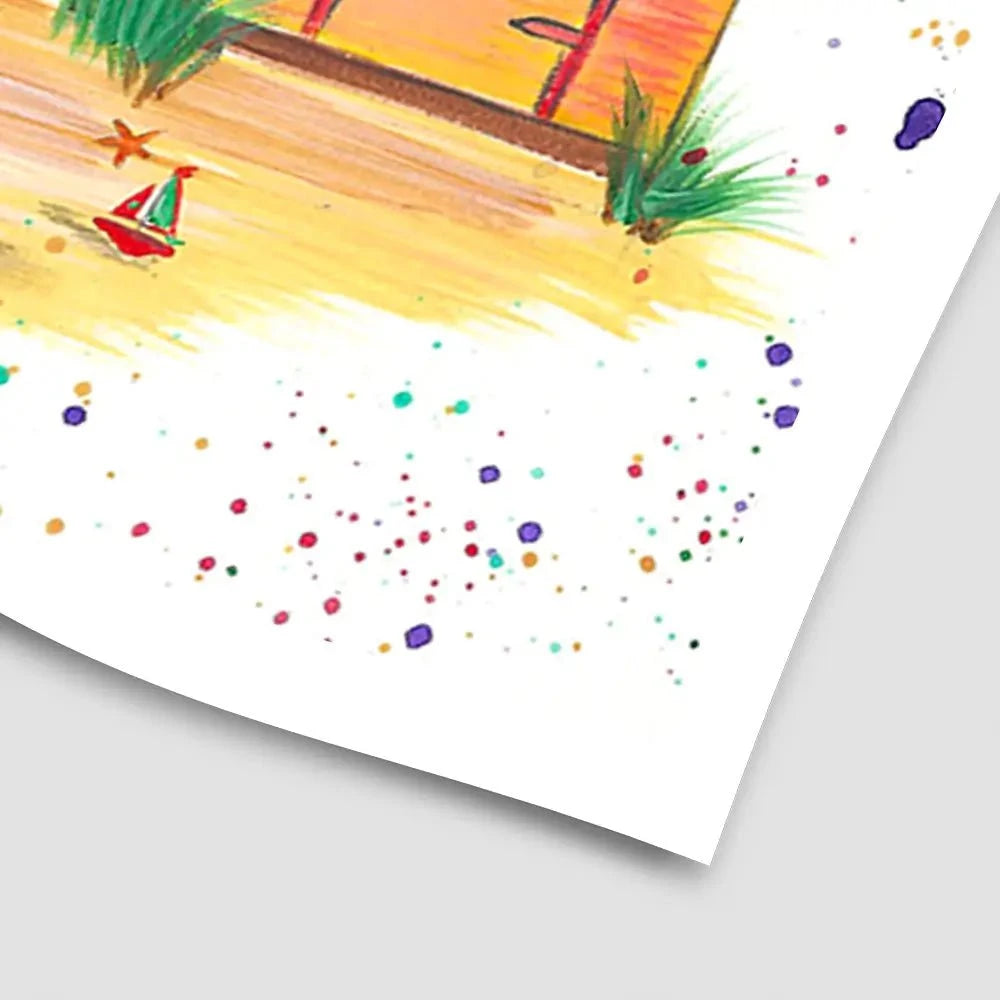 Sandy Shore Beach Huts Art Print Sandy Shore Beach Huts Art Print wall art product Emma LC Art