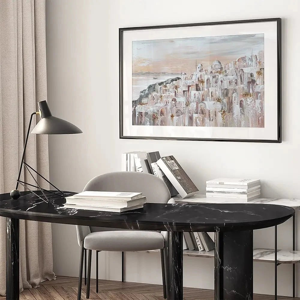 Santorini Oia Dreams Framed Art Print Santorini Oia Dreams Framed Art Print wall art product Isabella Karolewicz