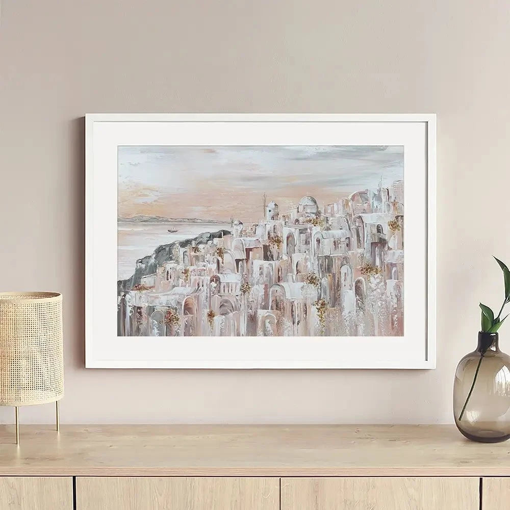 Santorini Oia Dreams Framed Art Print Santorini Oia Dreams Framed Art Print wall art product Isabella Karolewicz