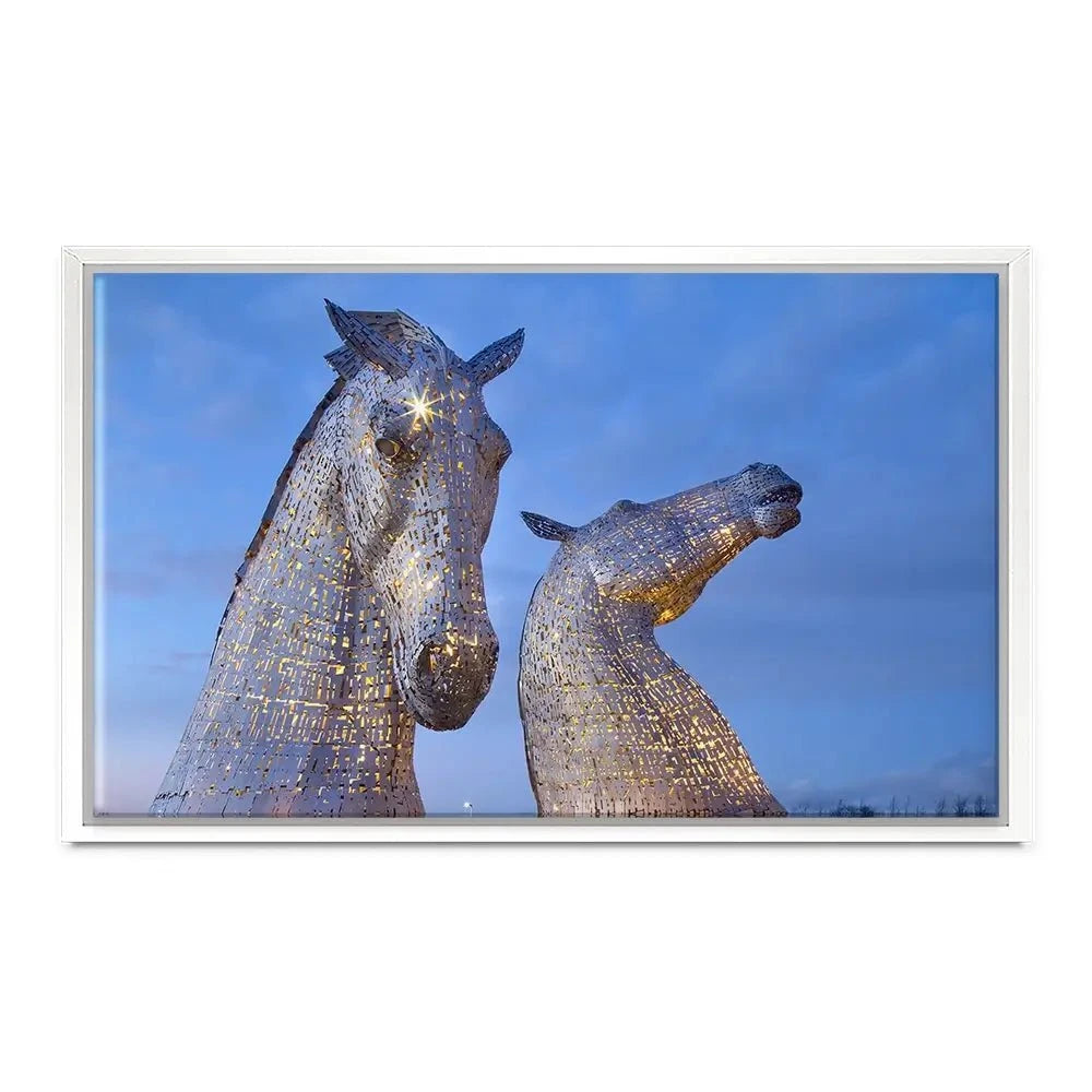 Scotland Kelpies At Night Canvas Print Scotland Kelpies At Night Canvas Print wall art product Gavin Ritchie / Shutterstock