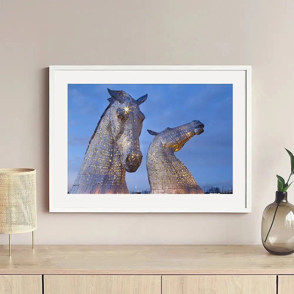 Scotland Kelpies At Night Framed Art Print Scotland Kelpies At Night Framed Art Print wall art product Gavin Ritchie / Shutterstock