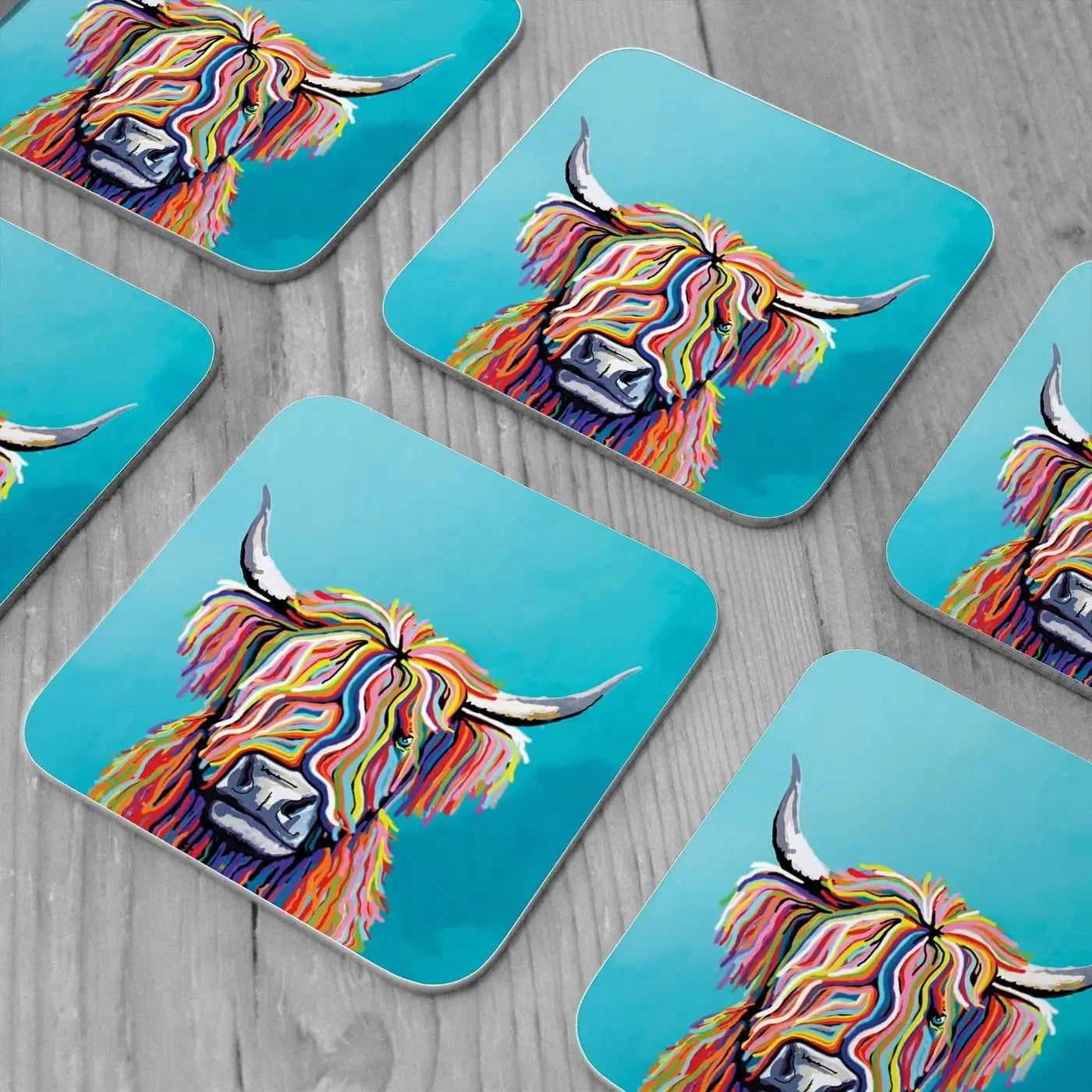 Scottish Cow Coaster Set Scottish Cow Coaster Set wall art product Independent