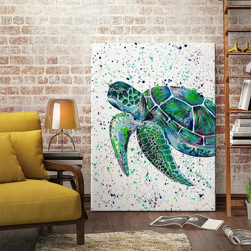 Sea Turtle Lenny Canvas Print Sea Turtle Lenny Canvas Print wall art product Emma LC Art