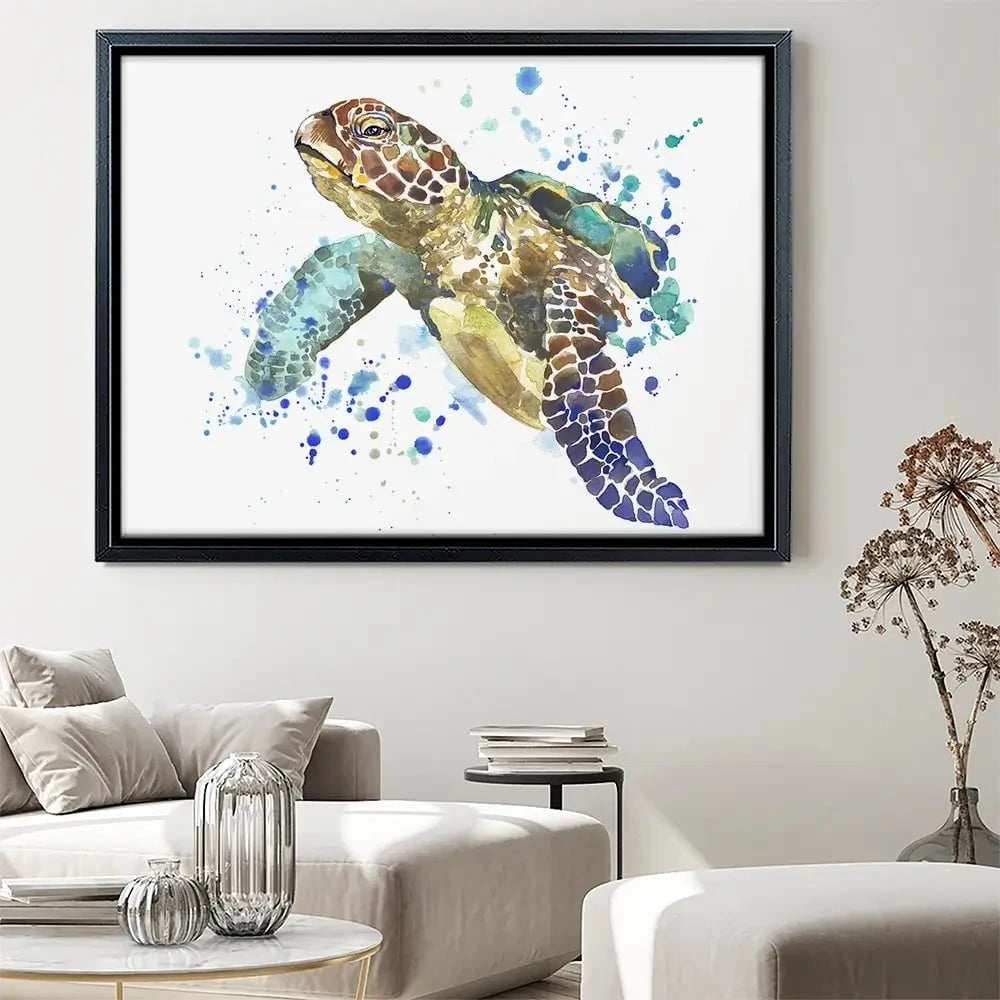 Sea Turtle Paint Splash Canvas Print Sea Turtle Paint Splash Canvas Print wall art product Faenkova Elena / Shutterstock