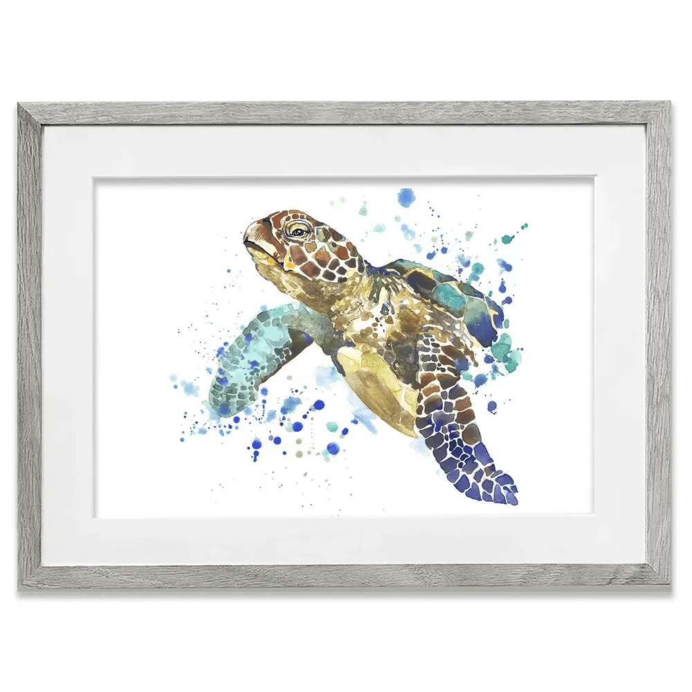 Sea Turtle Paint Splash Framed Art Print Sea Turtle Paint Splash Framed Art Print wall art product Faenkova Elena / Shutterstock