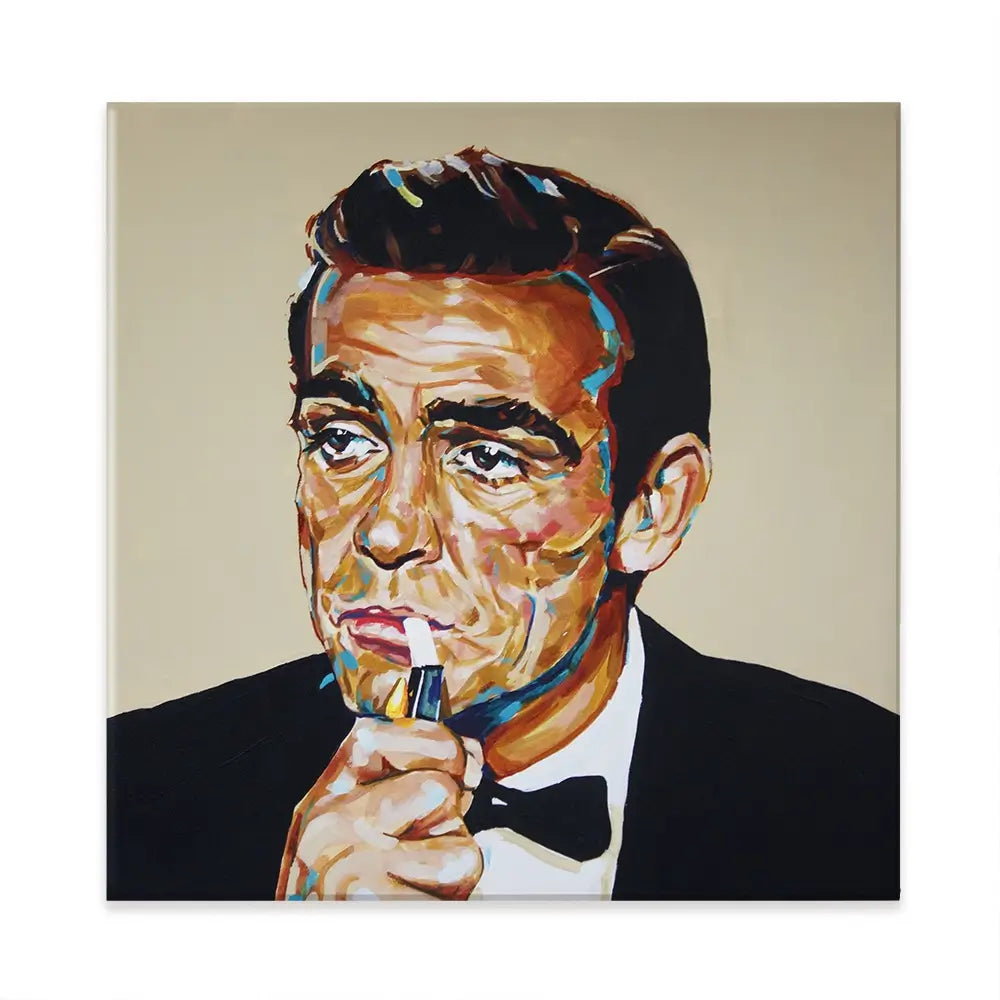 Sean Connery Bond Square Canvas Print Sean Connery Bond Square Canvas Print wall art product Juliet Stockton