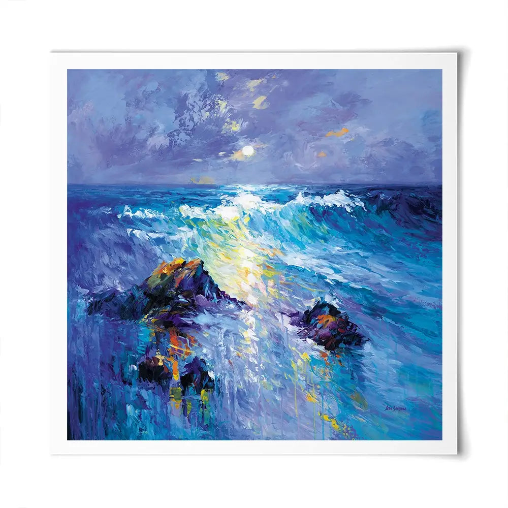 Seascape With Crashing Waves Over Rocky Coast Square Art Print Seascape With Crashing Waves Over Rocky Coast Square Art Print wall art product Leon Devenice