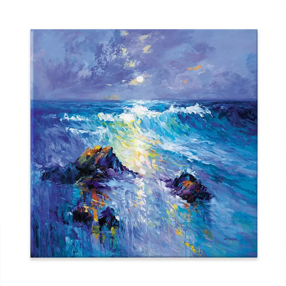 Seascape With Crashing Waves Over Rocky Coast Square Canvas Print Seascape With Crashing Waves Over Rocky Coast Square Canvas Print wall art product Leon Devenice