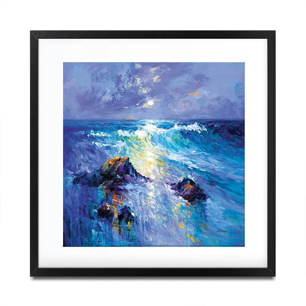 Seascape With Crashing Waves Over Rocky Coast Square Framed Art Print Seascape With Crashing Waves Over Rocky Coast Square Framed Art Print wall art product Leon Devenice