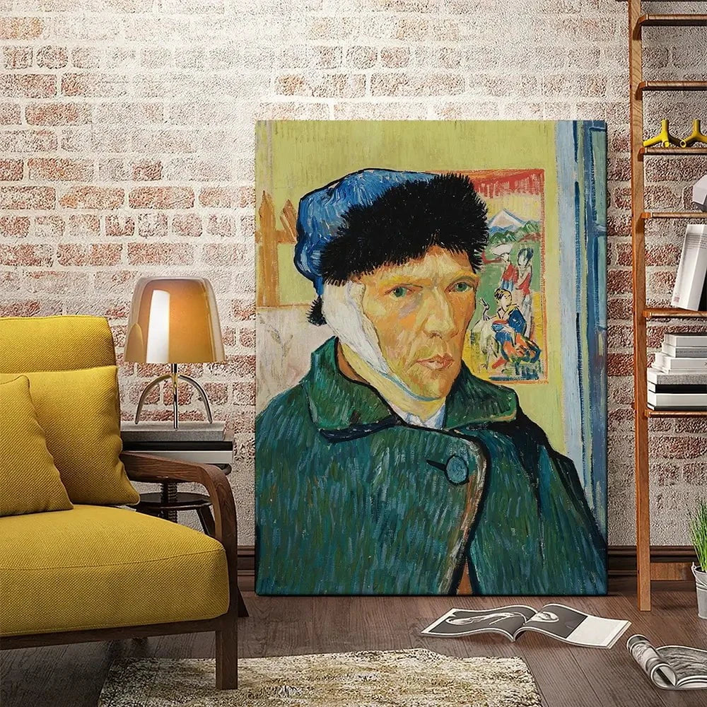 Self Portrait With Bandaged Ear Canvas Print Self Portrait With Bandaged Ear Canvas Print wall art product Vincent Van Gogh