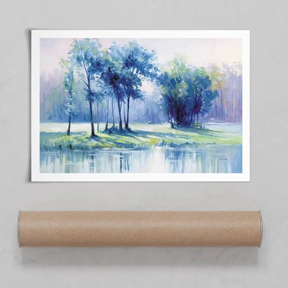 Serene Trees By A Reflective River Art Print Serene Trees By A Reflective River Art Print wall art product Leon Devenice