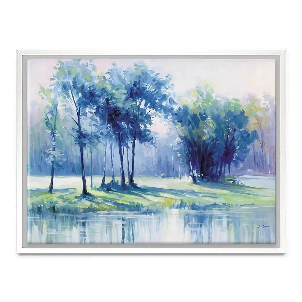 Serene Trees By A Reflective River Canvas Print Serene Trees By A Reflective River Canvas Print wall art product Leon Devenice