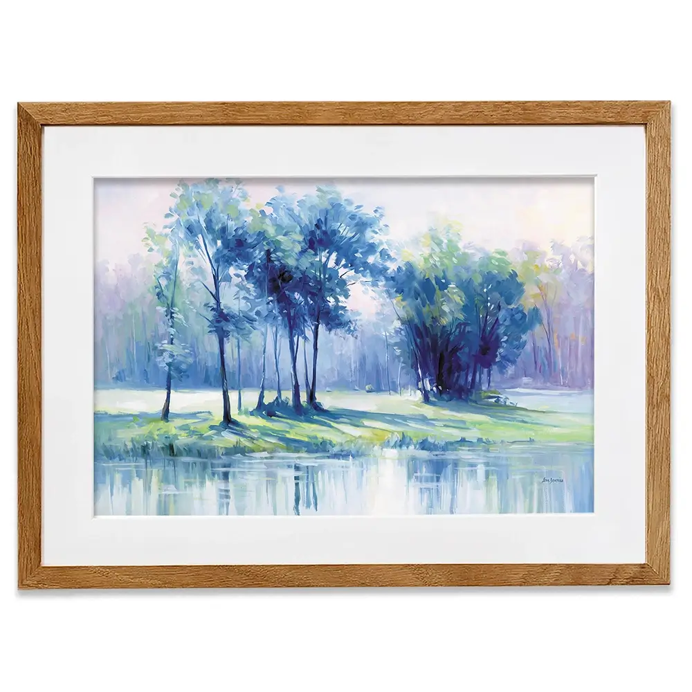 Serene Trees By A Reflective River Framed Art Print Serene Trees By A Reflective River Framed Art Print wall art product Leon Devenice