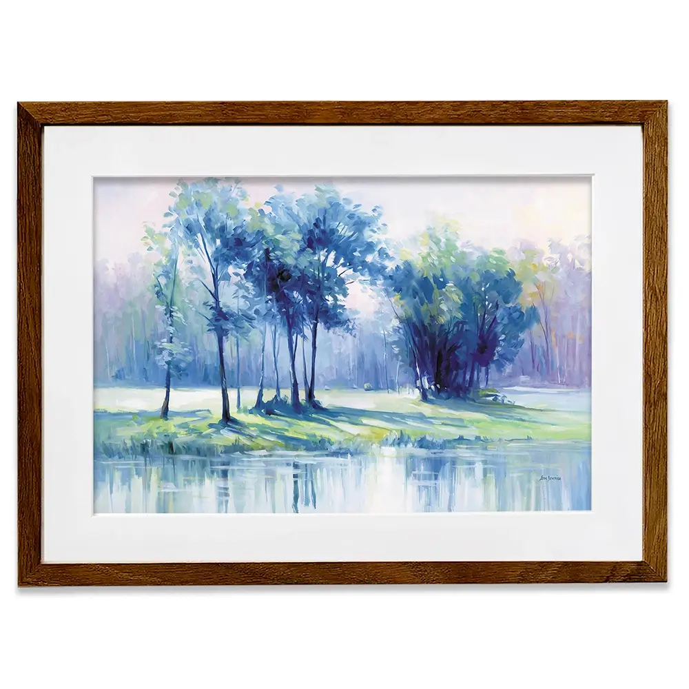 Serene Trees By A Reflective River Framed Art Print Serene Trees By A Reflective River Framed Art Print wall art product Leon Devenice