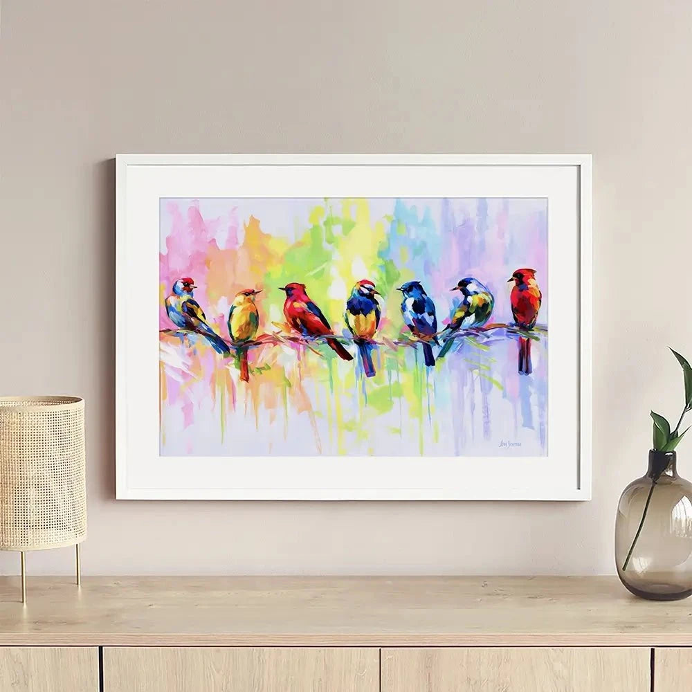 Seven Colourful Birds Framed Art Print Seven Colourful Birds Framed Art Print wall art product Leon Devenice