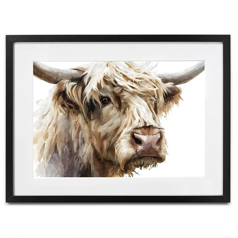 Shaggy Highland Cow Framed Art Print Shaggy Highland Cow Framed Art Print wall art product Petal Prints Design - Independent