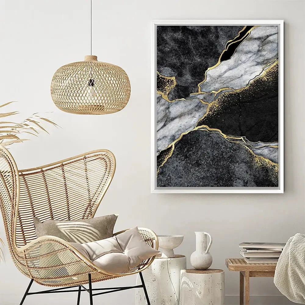 Shattering Black Marble Canvas Print Shattering Black Marble Canvas Print wall art product wacomka / Shutterstock