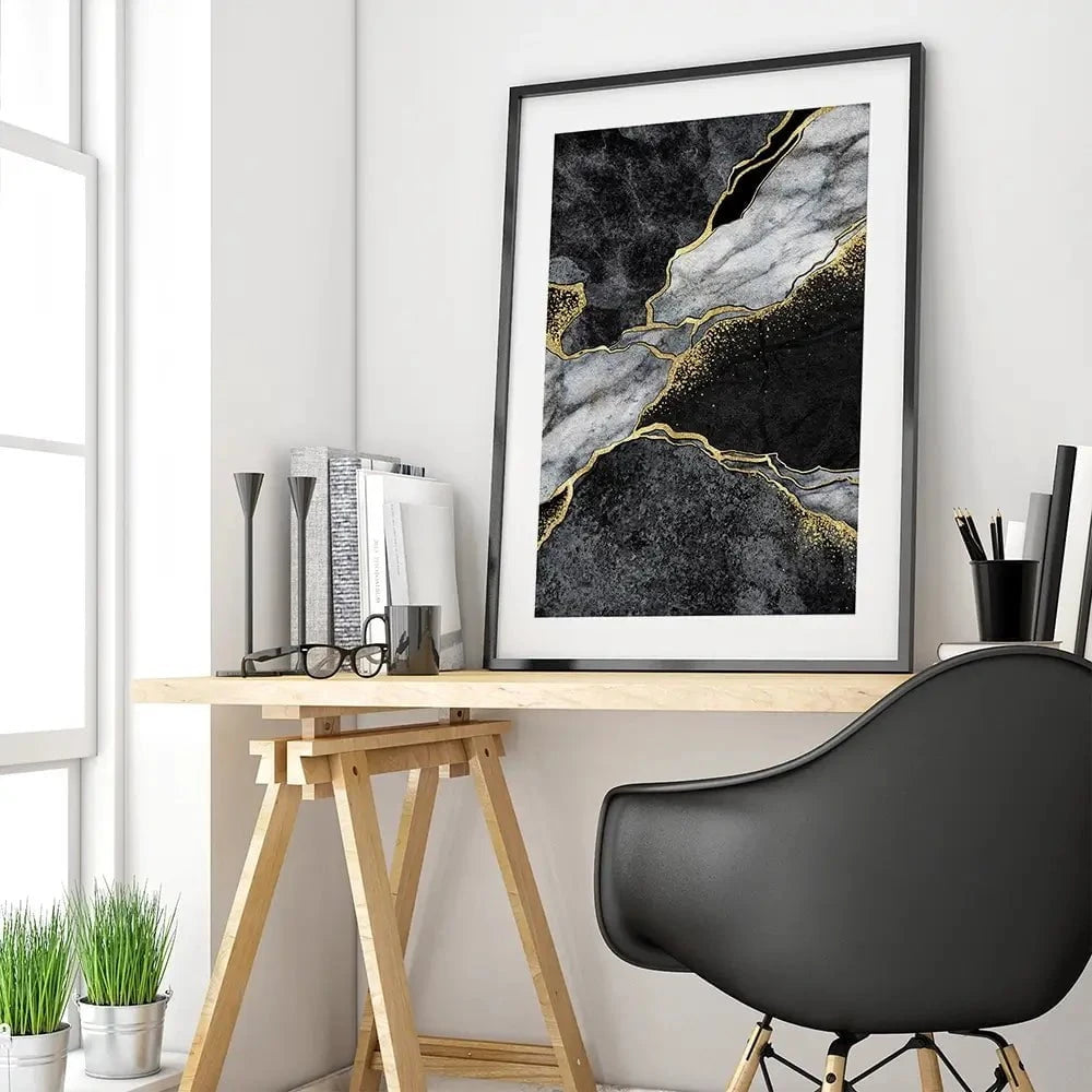 Shattering Black Marble Framed Art Print Shattering Black Marble Framed Art Print wall art product wacomka / Shutterstock