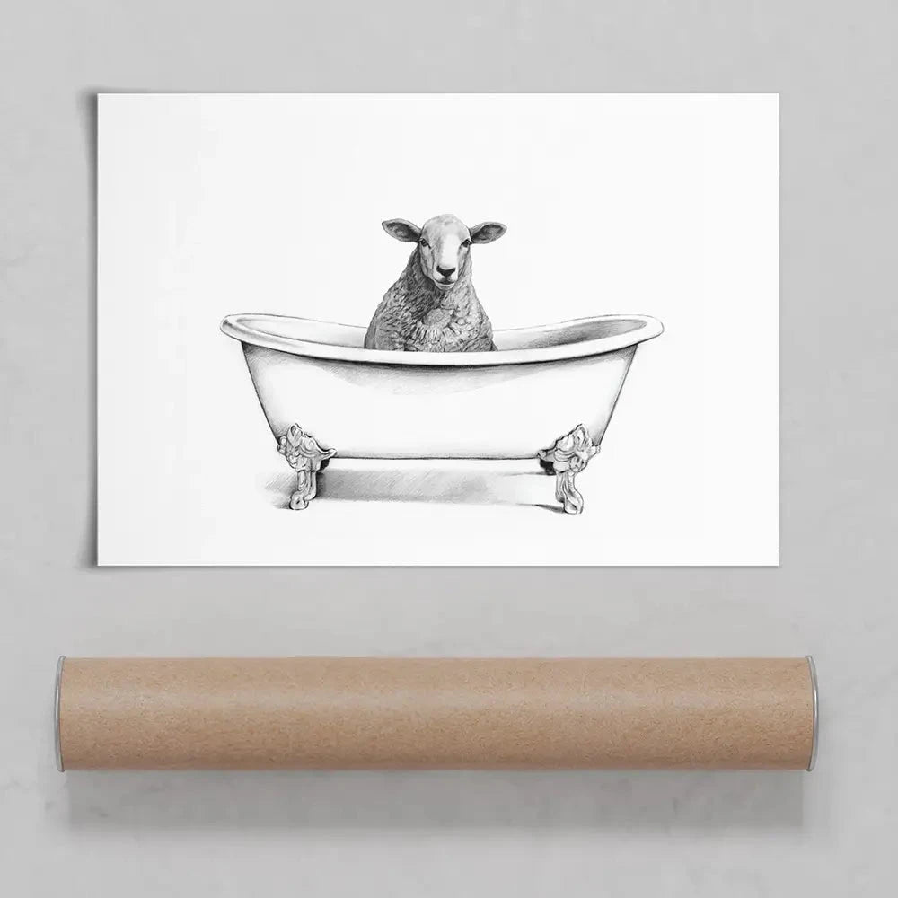 Sheep In A Bathtub Art Print Sheep In A Bathtub Art Print wall art product Victoria Borges