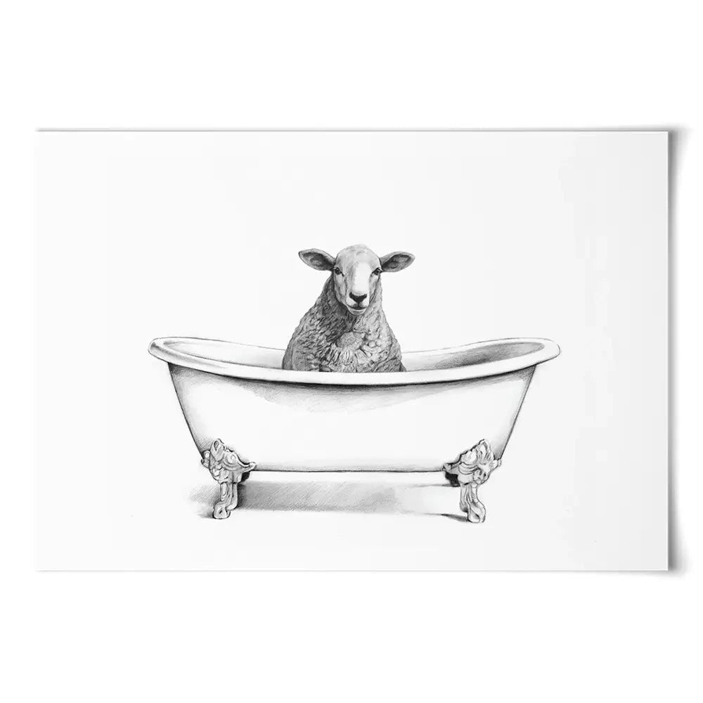Sheep In A Bathtub Art Print Sheep In A Bathtub Art Print wall art product Victoria Borges