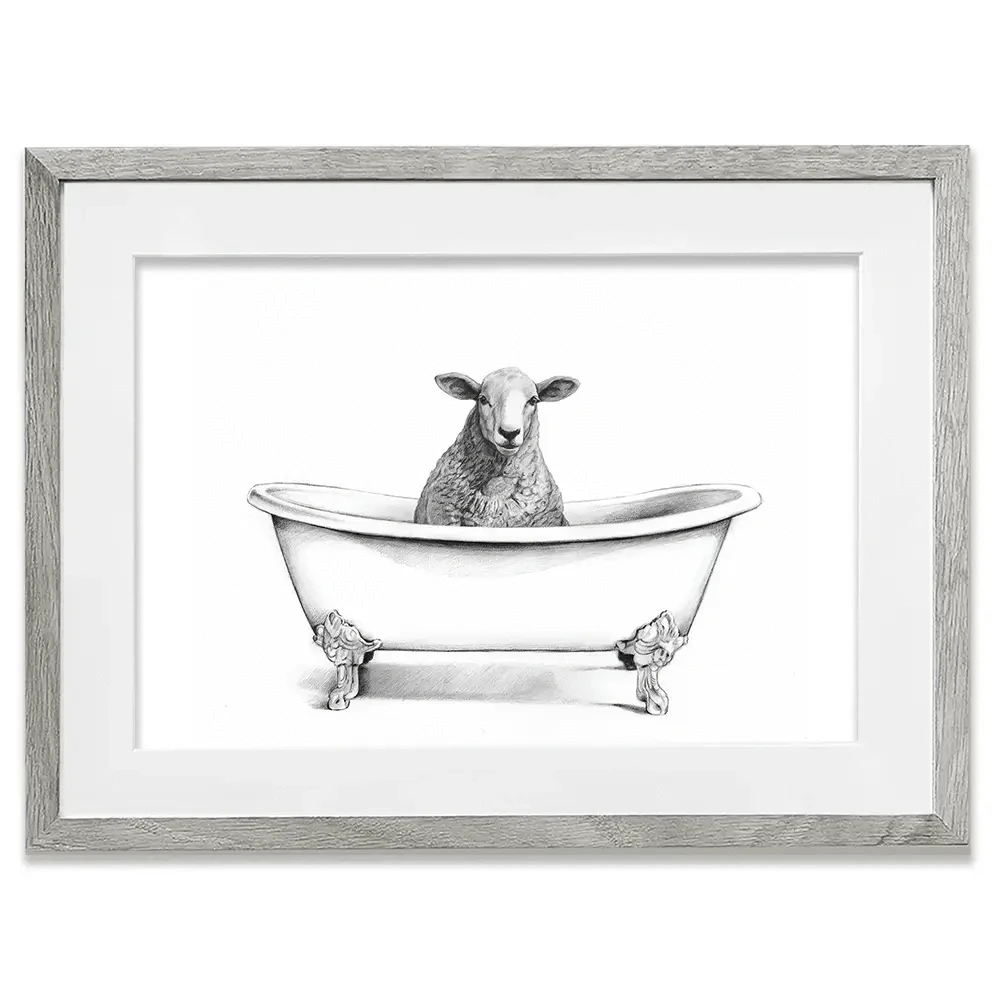 Sheep In A Bathtub Framed Art Print Sheep In A Bathtub Framed Art Print wall art product Victoria Borges