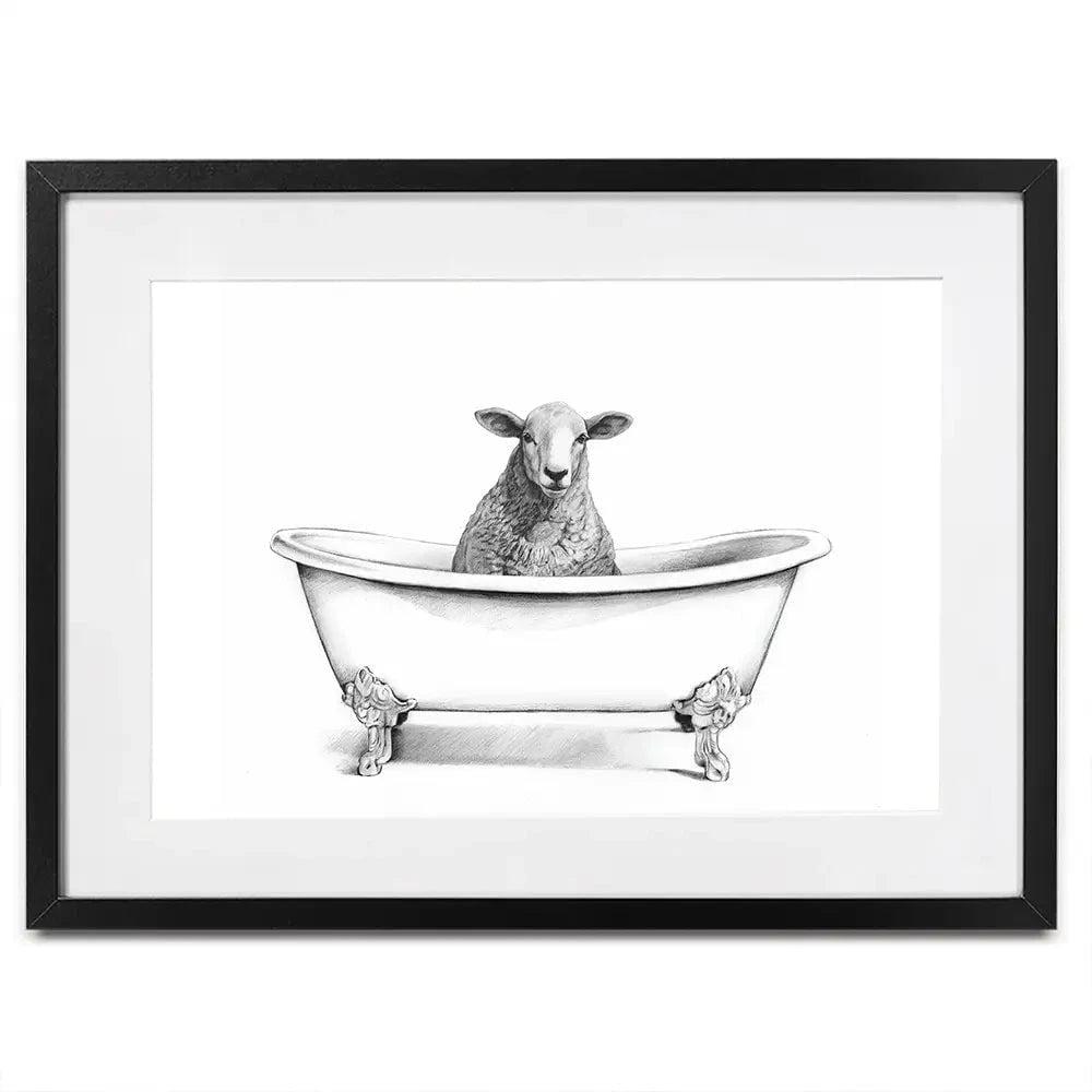 Sheep In A Bathtub Framed Art Print Sheep In A Bathtub Framed Art Print wall art product Victoria Borges