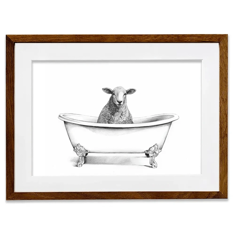 Sheep In A Bathtub Framed Art Print Sheep In A Bathtub Framed Art Print wall art product Victoria Borges