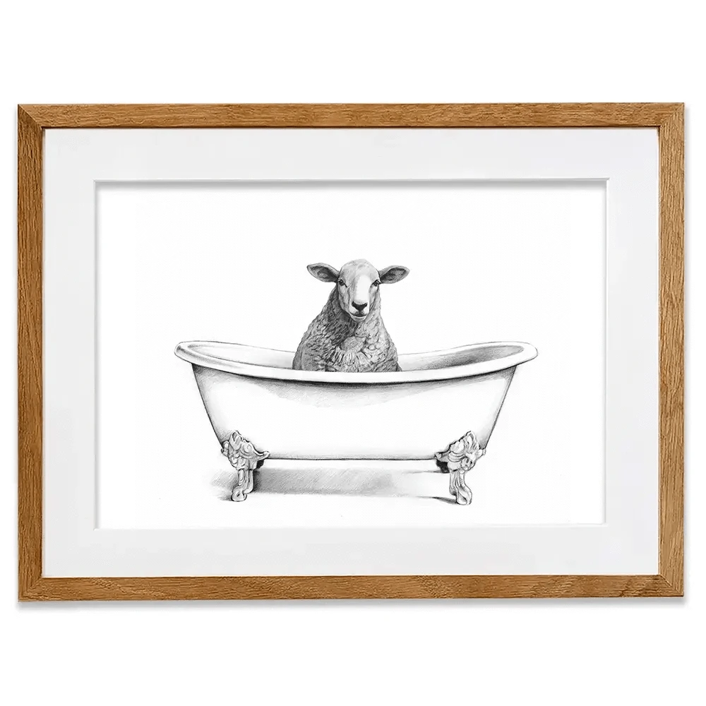 Sheep In A Bathtub Framed Art Print Sheep In A Bathtub Framed Art Print wall art product Victoria Borges