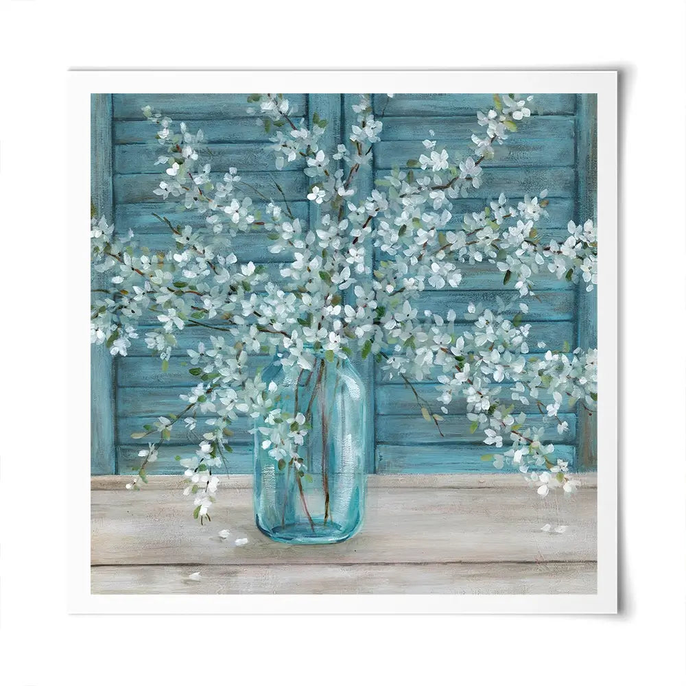 Shuttered Blossoms Square Art Print Shuttered Blossoms Square Art Print wall art product Carol Robinson
