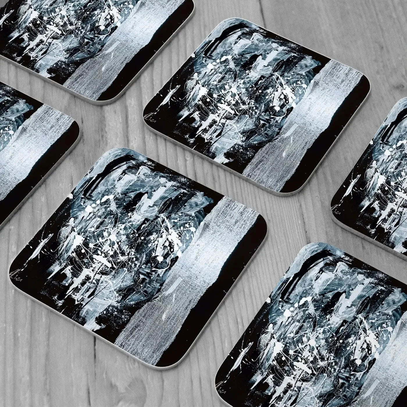 Silver Abstract Coaster Set Rainbow Soul Tree Coaster Set | Rainbow Soul Tree Art Coasters wall art product Aimee Linzi