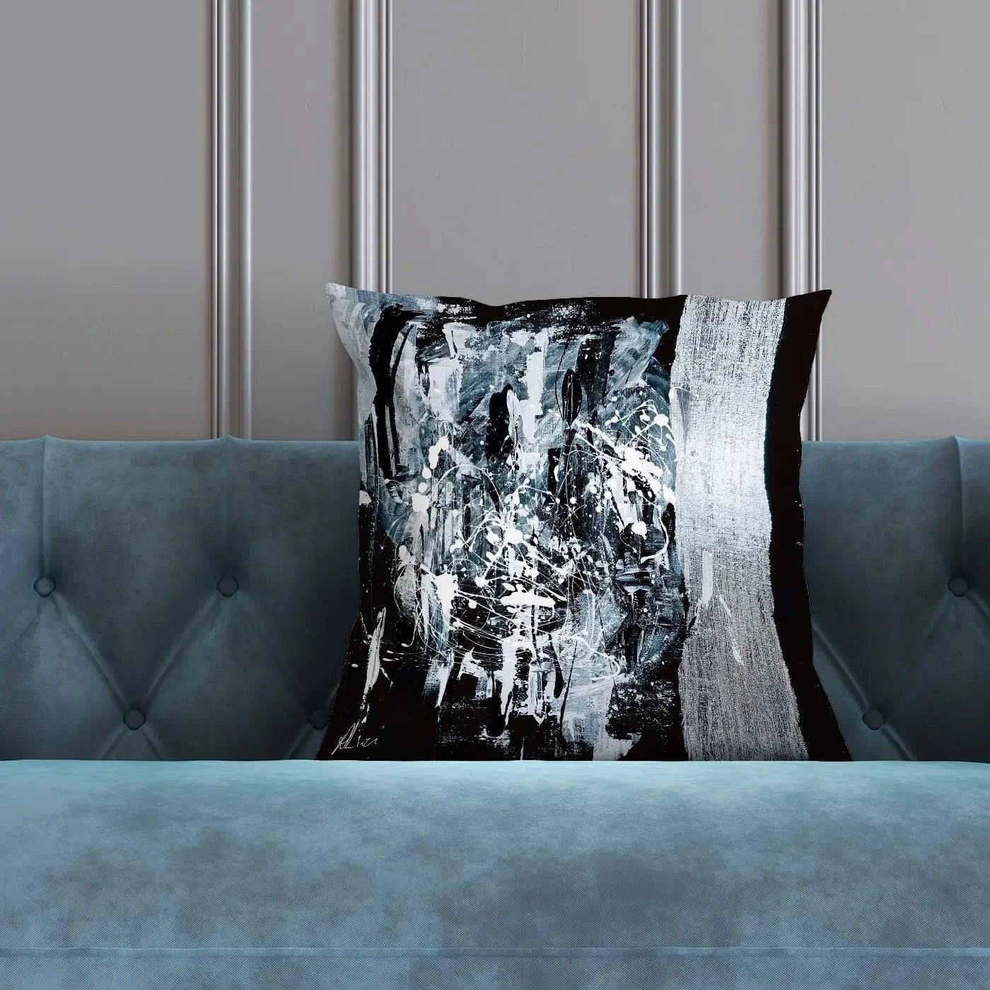 Silver Abstract Cushion Silver Abstract Cushion wall art product Aimee Linzi
