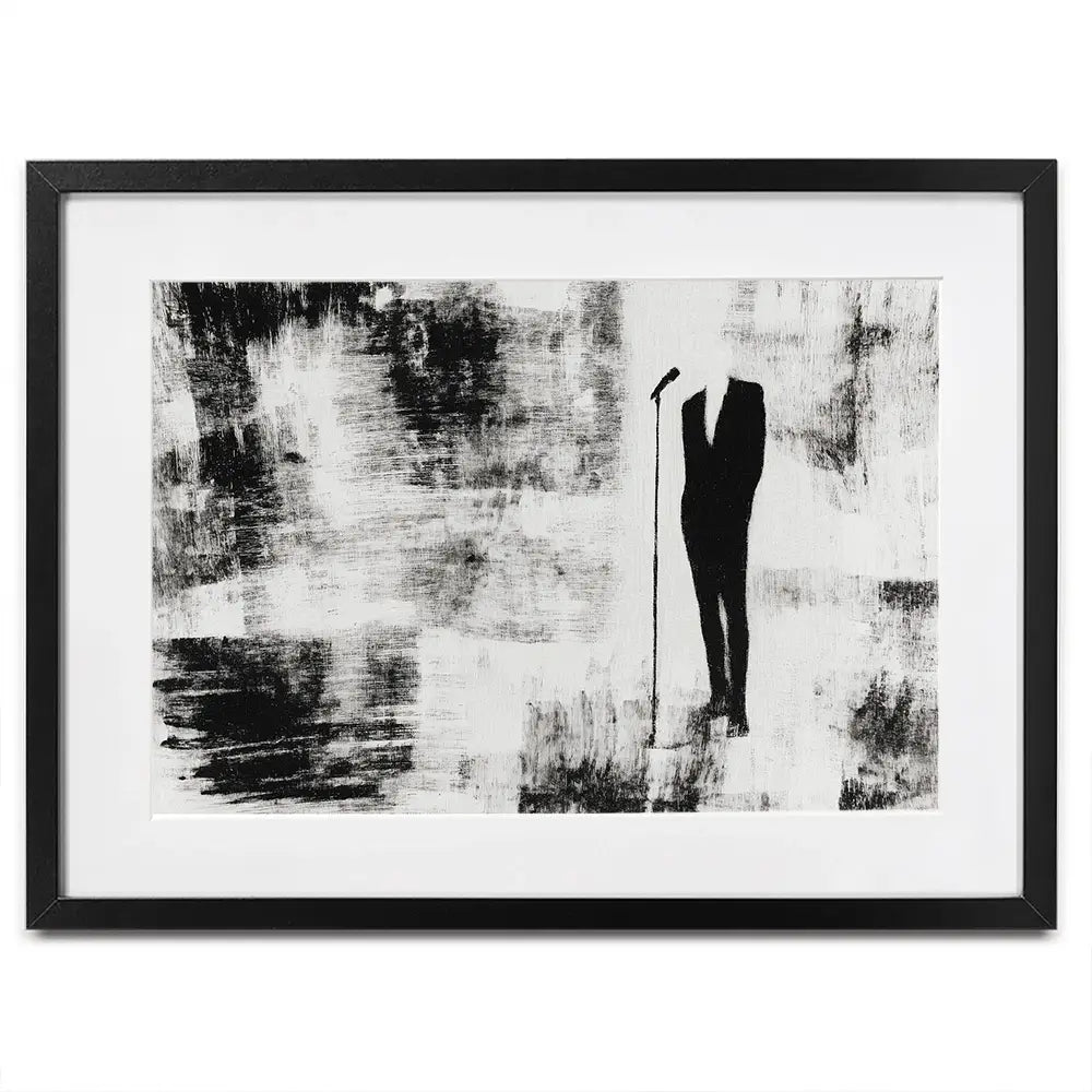 Singer At The Microphone Framed Art Print Singer At The Microphone Framed Art Print wall art product Chromatic Storm Studio