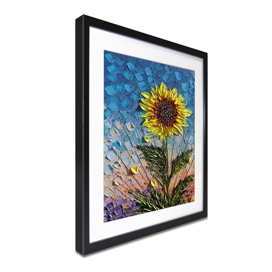 Single Sunflower Framed Art Print wall art product Expression By Nada