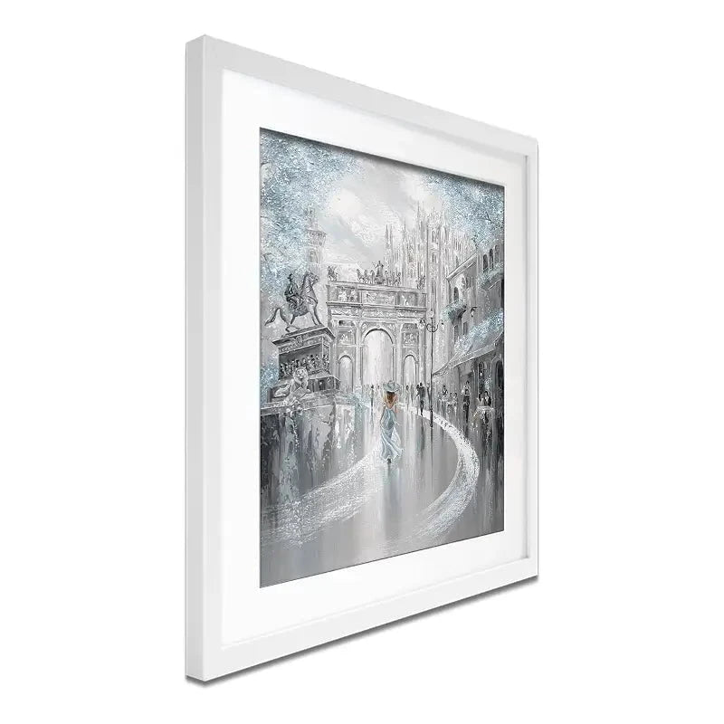 Sky Blue Milan Framed Art Print Sky Blue Milan Framed Art Print wall art product Isabella Karolewicz
