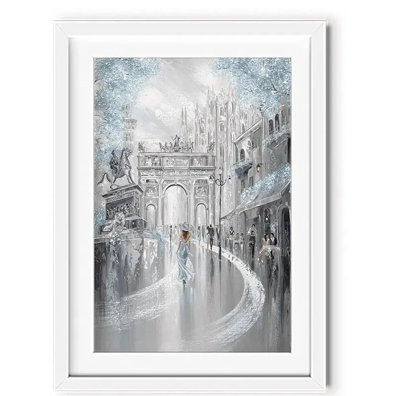 Sky Blue Milan Framed Art Print Sky Blue Milan Framed Art Print wall art product Isabella Karolewicz