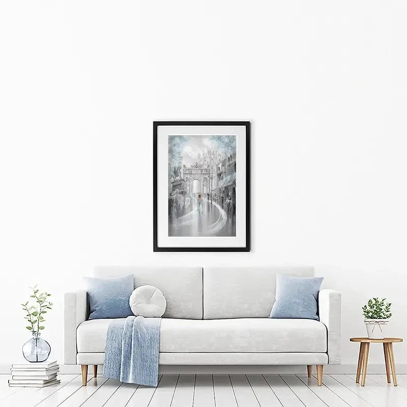 Sky Blue Milan Framed Art Print Sky Blue Milan Framed Art Print wall art product Isabella Karolewicz