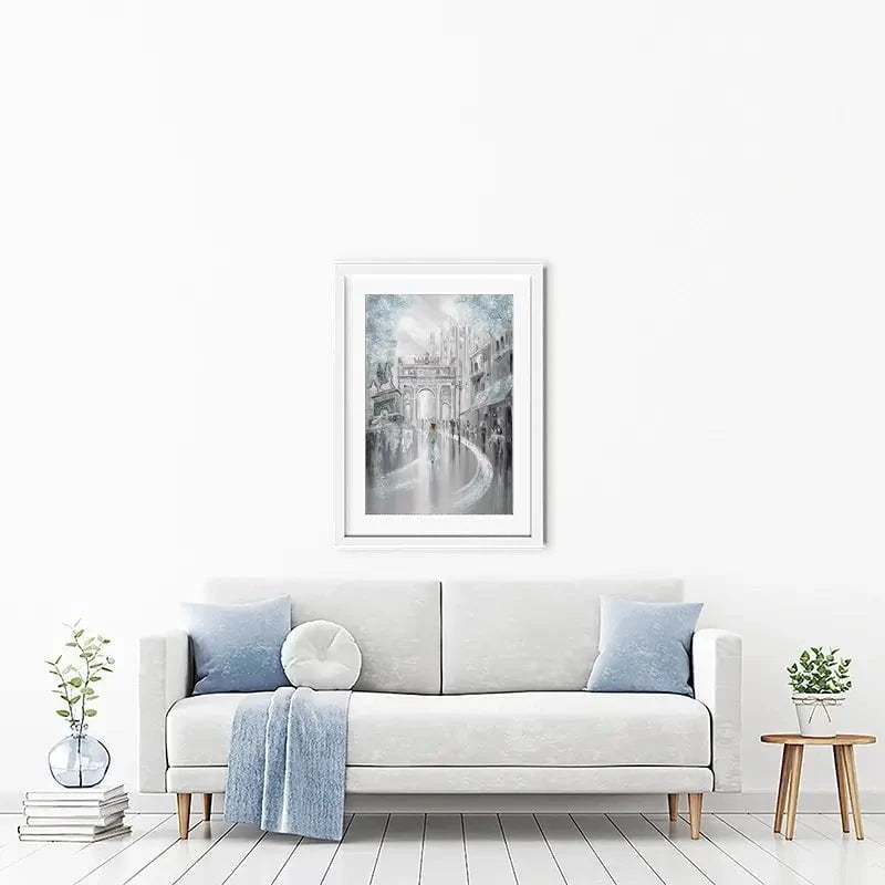 Sky Blue Milan Framed Art Print Sky Blue Milan Framed Art Print wall art product Isabella Karolewicz