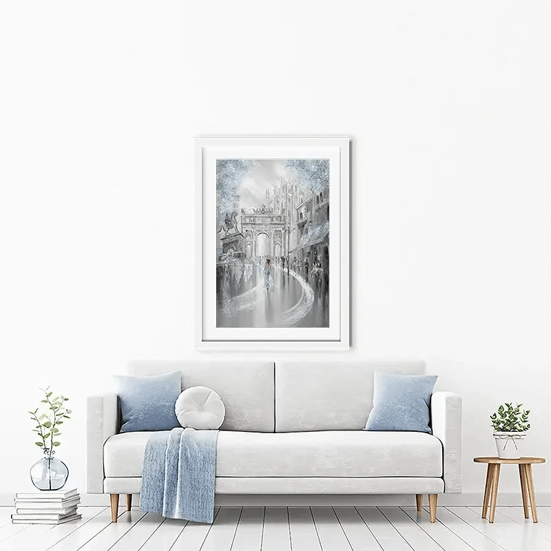Sky Blue Milan Framed Art Print Sky Blue Milan Framed Art Print wall art product Isabella Karolewicz